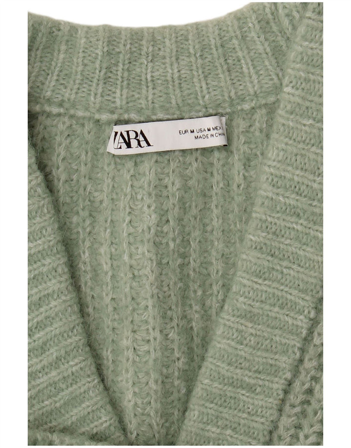 Zara Dame Oversized Cardigan Sweater UK 14 Medium Green