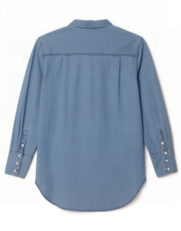Selected Femme Womens Longline Denim Shirt Str. 38 Medium Blue Lyocell
