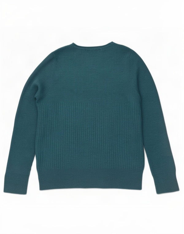 Marks & Spencer Womens Boat Neck Jumper Sweater UK 14 Medium Green Viscose