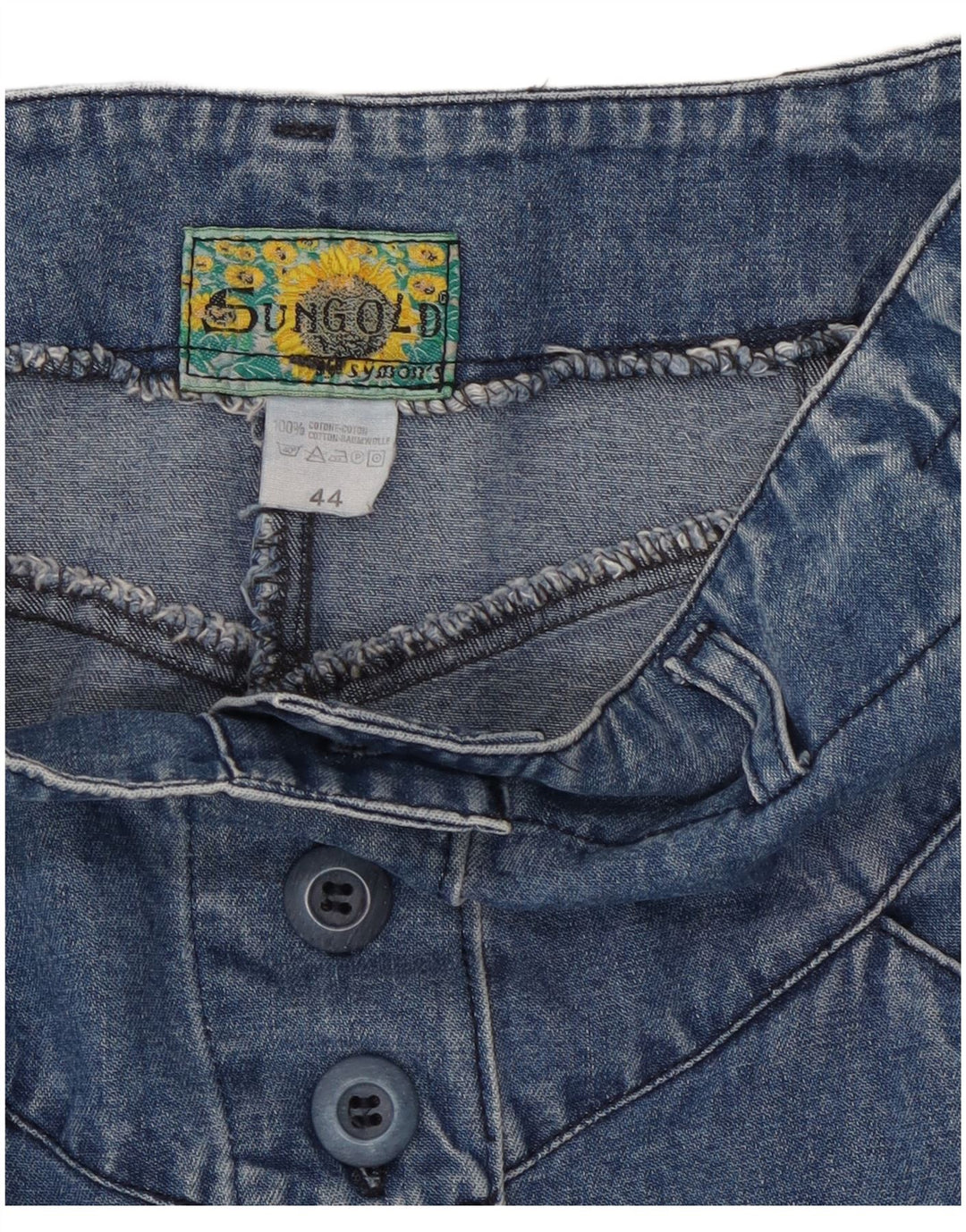 Vintage Dame Denim Nederdel IT 44 Medium W28 Blå Bomuld