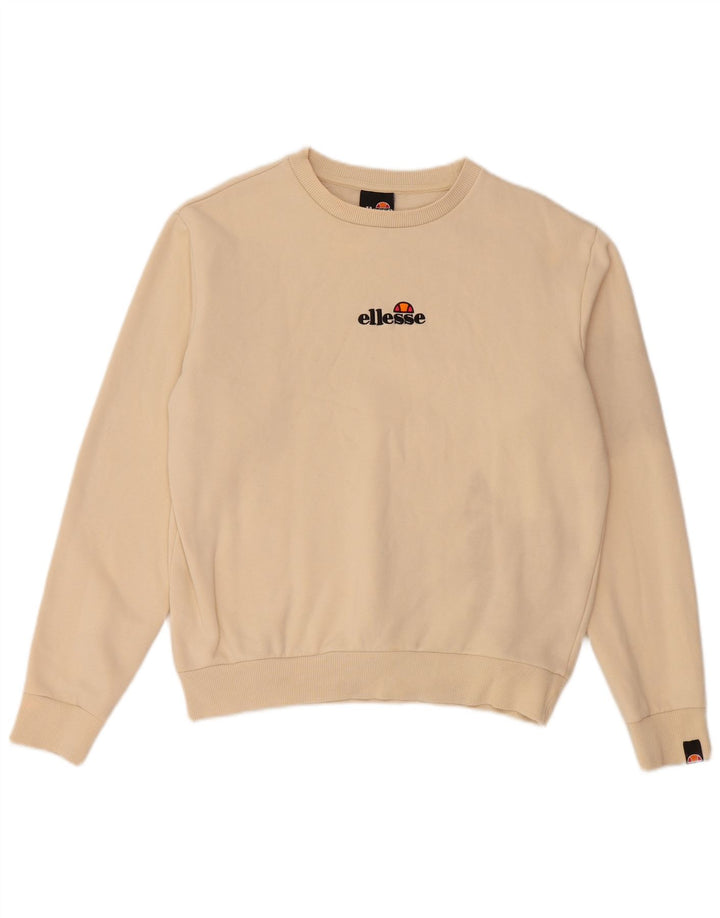 ELLESSE Dame grafisk oversize sweatshirt Jumper UK 10 Small Beige