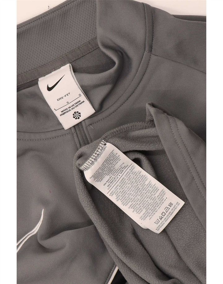Nike Herre Dri Fit Pullover med lynlås-hals Træningsdragt Top Stor grå farveblok