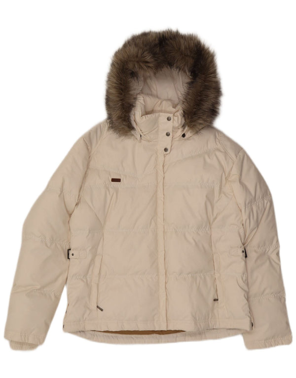 COLUMBIA Polstret hættejakke til kvinder UK 18 XL Hvid polyester