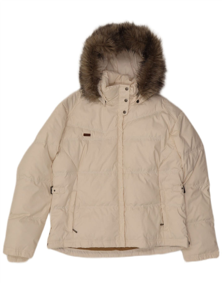COLUMBIA Polstret hættejakke til kvinder UK 18 XL Hvid polyester
