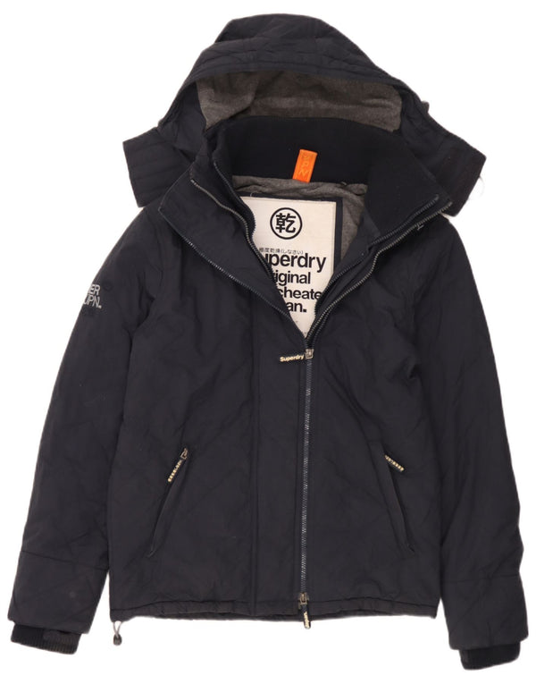 Superdry Windbreaker-jakke med hætte til mænd UK 36 Lille marineblå nylon