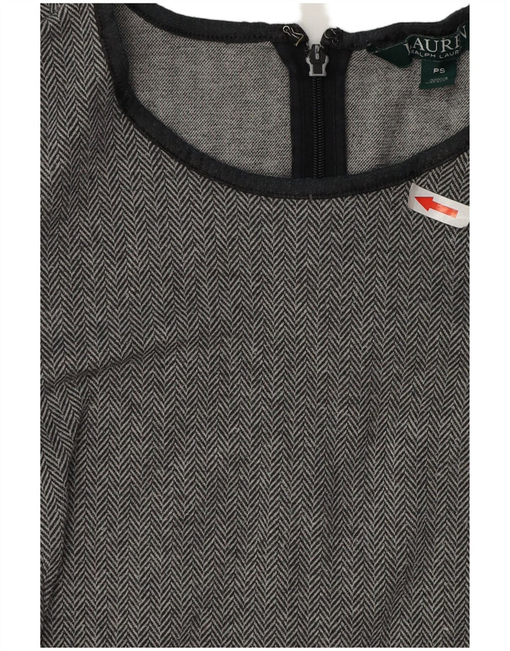 RALPH LAUREN Dame Ærmeløs Skede Kjole UK 10 Small Grey Herringbone