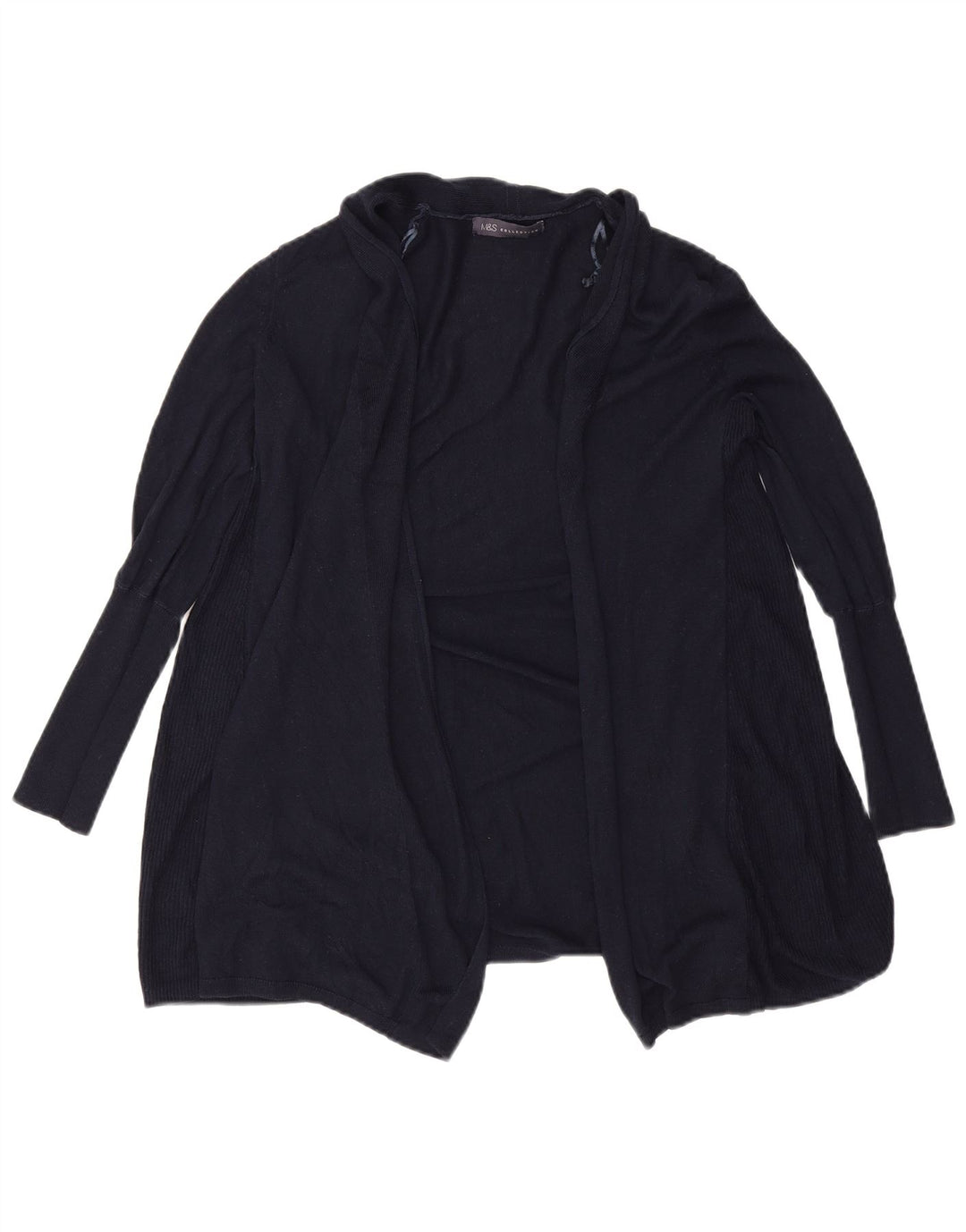 Marks & Spencer Womens Open Cardigan Sweater UK 10 Small Navy Blue Acryl