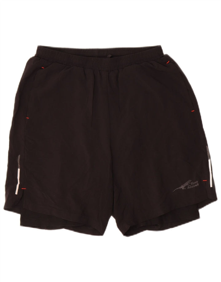 FIRST ASCENT Mens Sport Shorts Small  Black Polyester