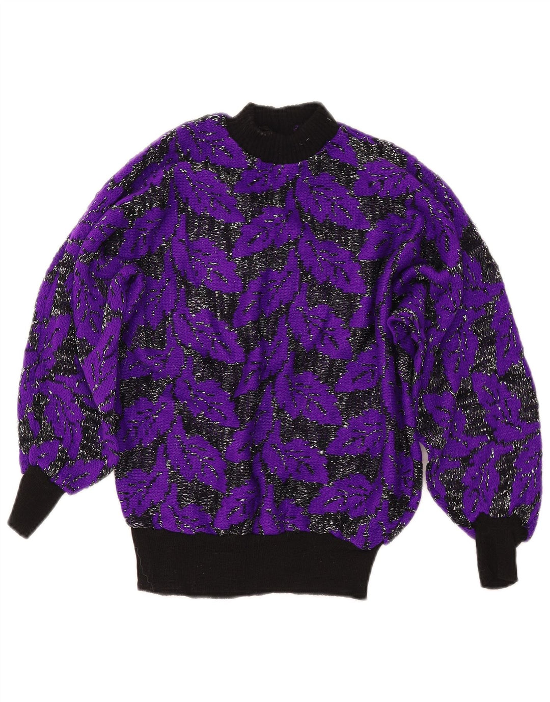 VINTAGE Dame Turtle Neck Sweater UK 8 Small Purple Colourblock