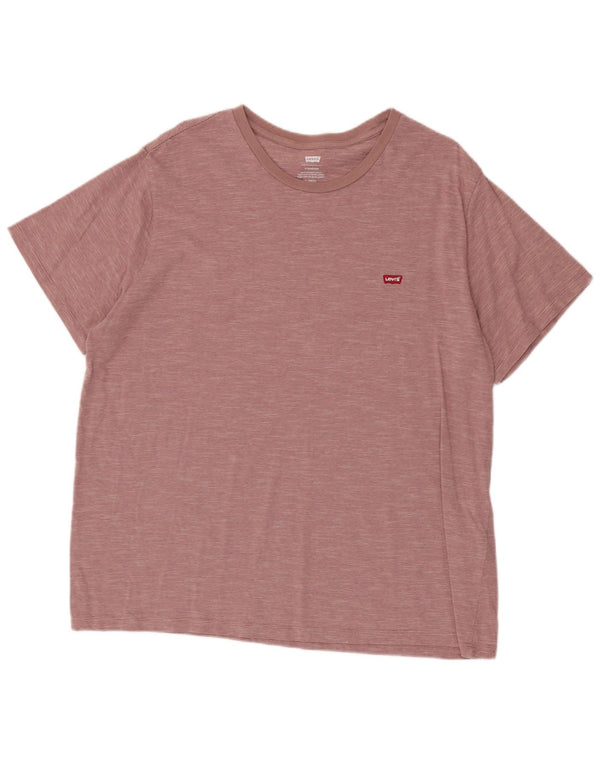 Levi's Herre Standard T-Shirt Top XL Pink nålestribet bomuld