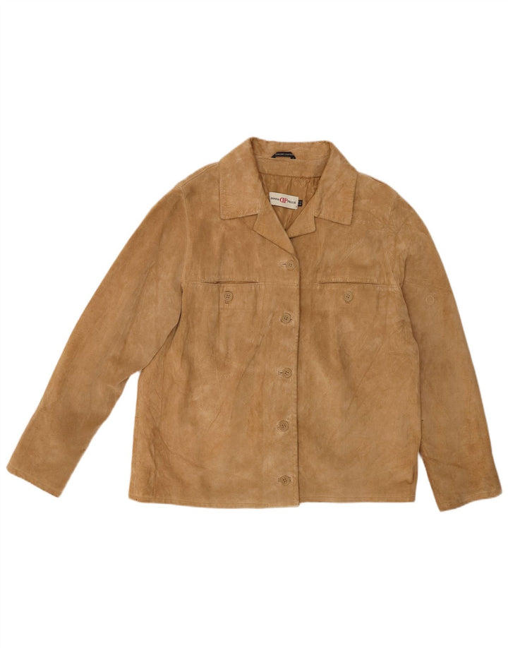 Donna Pelle Dame Ruskindsjakke IT 52 2XL Beige Læder