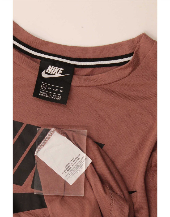 Nike grafisk T-shirt top til kvinder UK 6 XS brun polyester