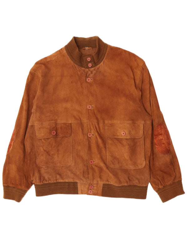 Vintage herre ruskind bomberjakke IT 62 5XL beige læder