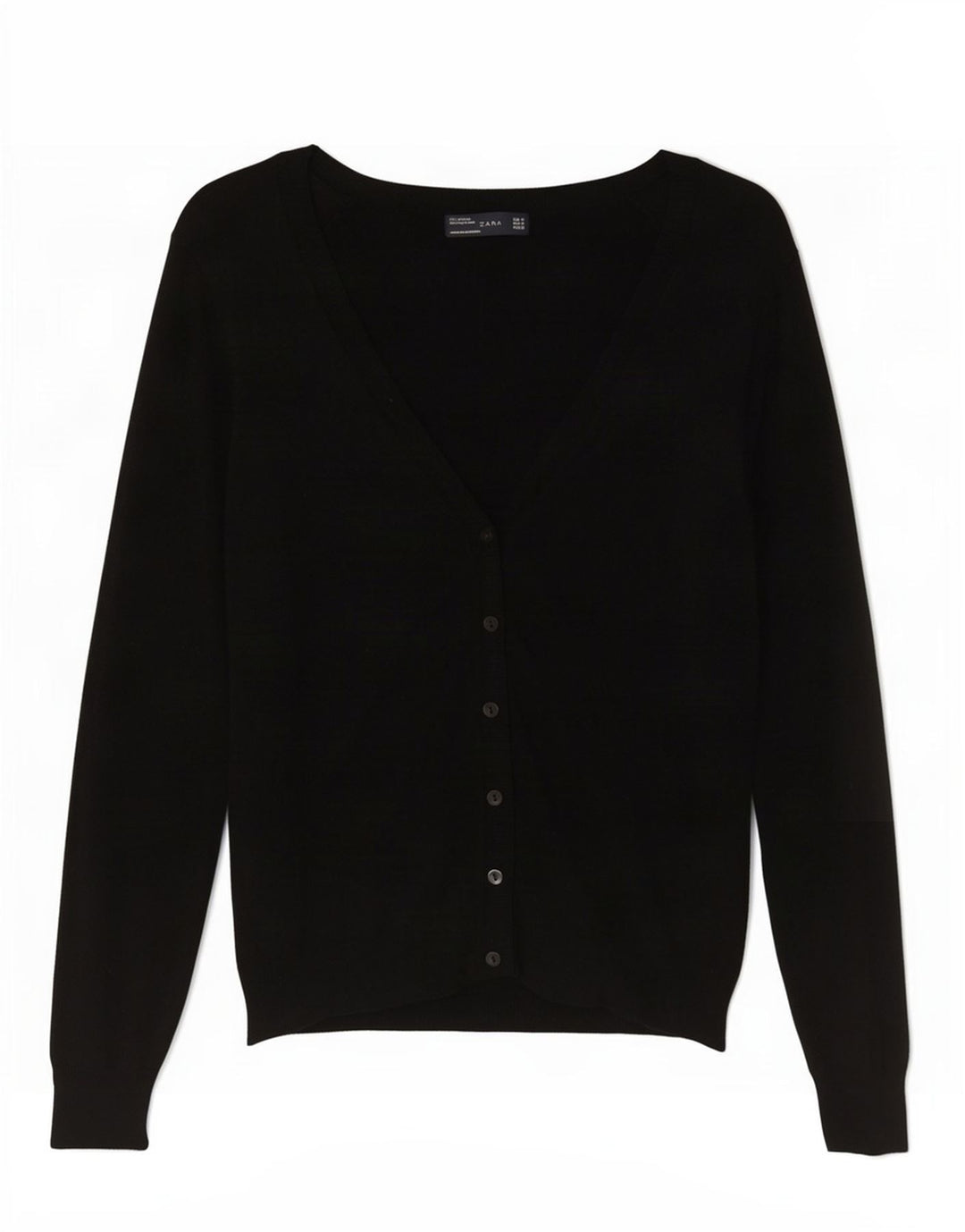 Zara Dame Cardigan Sweater UK 12 Medium Black Viscose