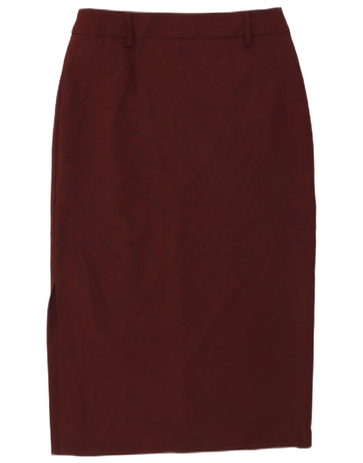 Benetton Dame Midi Nederdel IT 44 Medium W28 Burgundy Polyester
