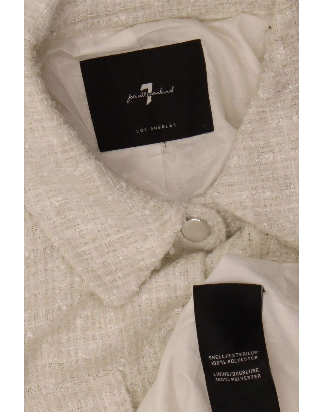 7 TIL ALLE MENNESKER Dame Bomber Jacket UK 12 Medium White Polyester