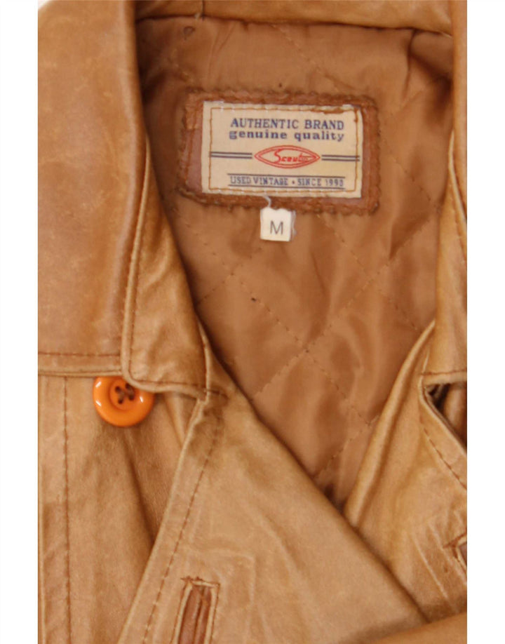 Scout Dame Dobbeltradet Læderfrakke UK 14 Medium Beige