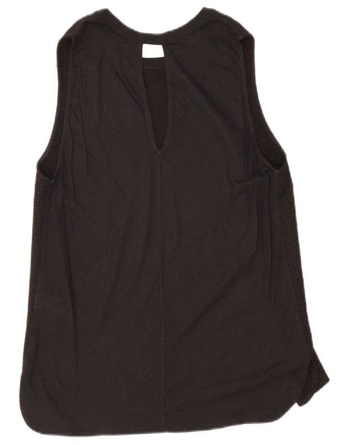Zara Dame Trafaluc ærmeløs bluse Top UK 12 Medium Sort Geometrisk