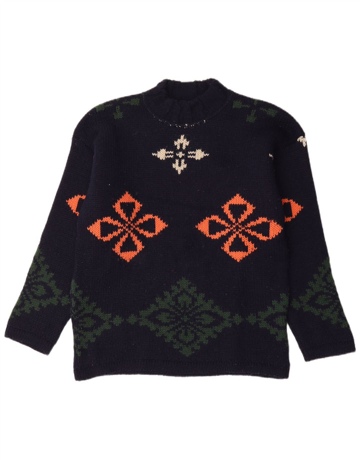 Foxhound Herre Turtle Neck Jumper Sweater Large Navy Blue Floral