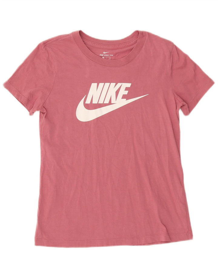 NIKE Grafisk T-Shirt Top UK 10 Lille Pink Bomuld