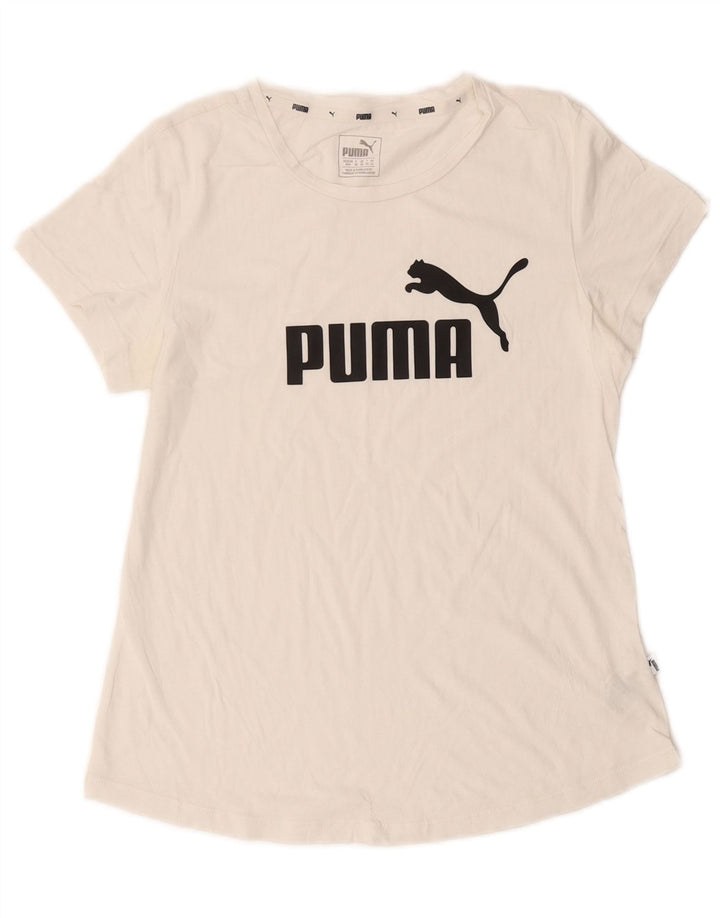 PUMA Grafisk T-shirt top til kvinder UK 12 Medium hvid bomuld