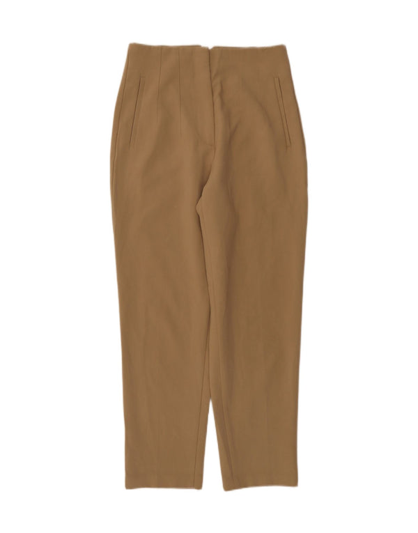 Zara kvinders højtaljede koniske jakkesætsbukser Medium W28 L27 brun polyester