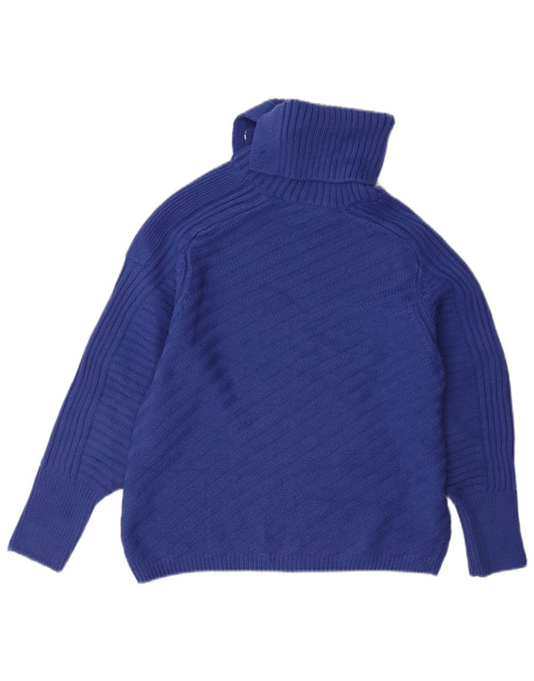 Marks & Spencer Dame Roll Neck Jumper Sweater UK 10 Small Blue Acryl