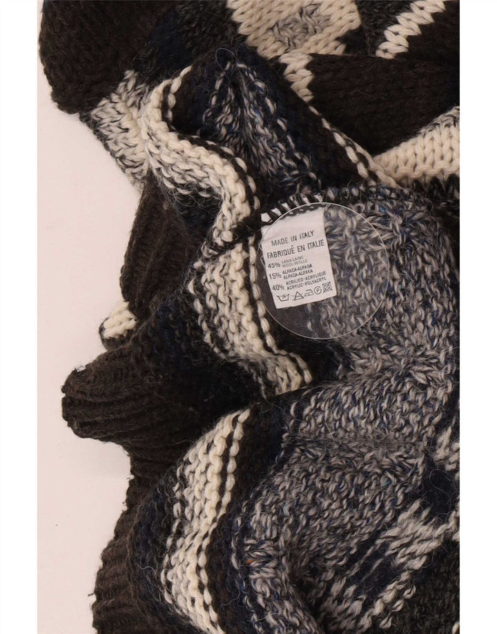 Vintage Herre Turtle Neck Jumper Sweater Medium Flerfarvet geometrisk uld