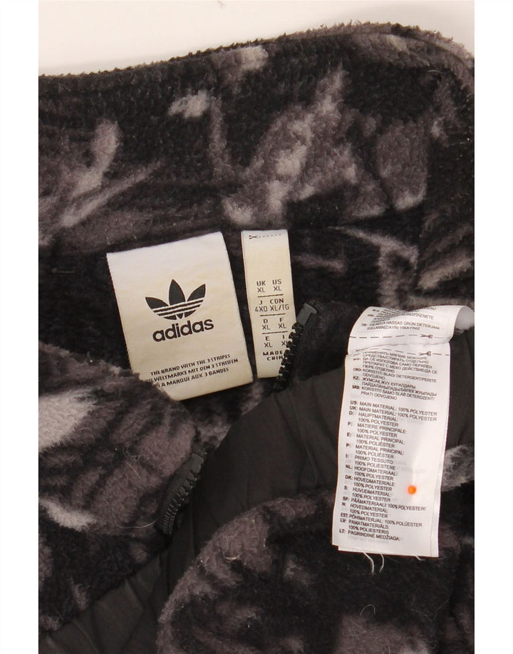 ADIDAS Herre abstrakt mønster Loose Fit Fleecejakke UK 42 XL Grå