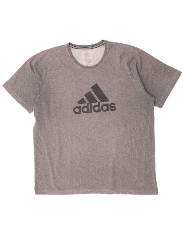 ADIDAS Herre Climalite Grafisk T-Shirt Top XL Grå Polyester