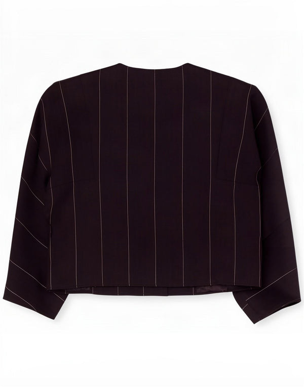 Vintage Dame 3/4-ærmet blazerjakke IT 44 Medium Navyblå Stribet