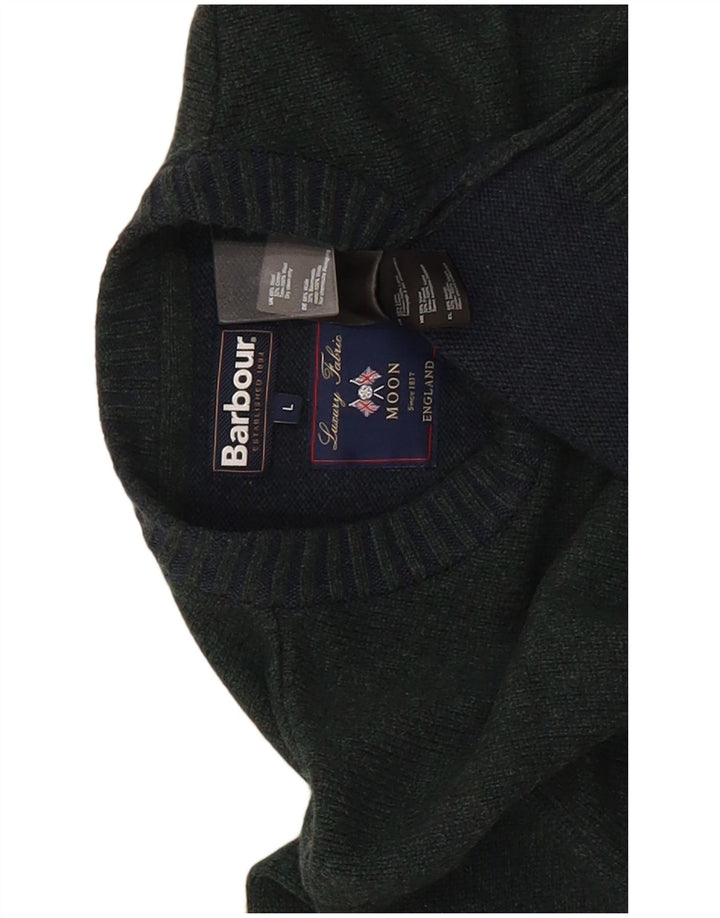 Barbour Herre Crew Neck Jumper Sweater Stor Grøn Colourblock Uld