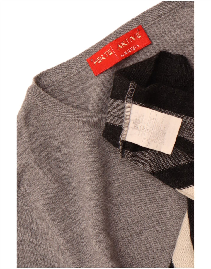 Perte by Krizia Dame Boat Neck Jumper Sweater UK 14 Medium Grå Stribet