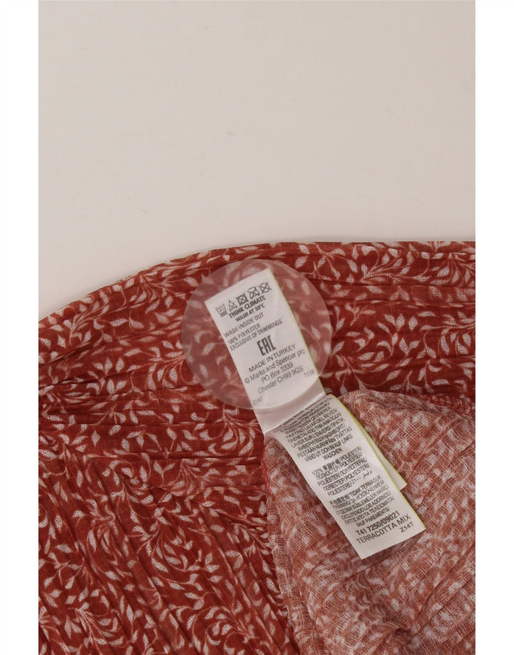MARKS & SPENCER Dame Langærmet Bluse Top UK 12 Medium Rød Blomster