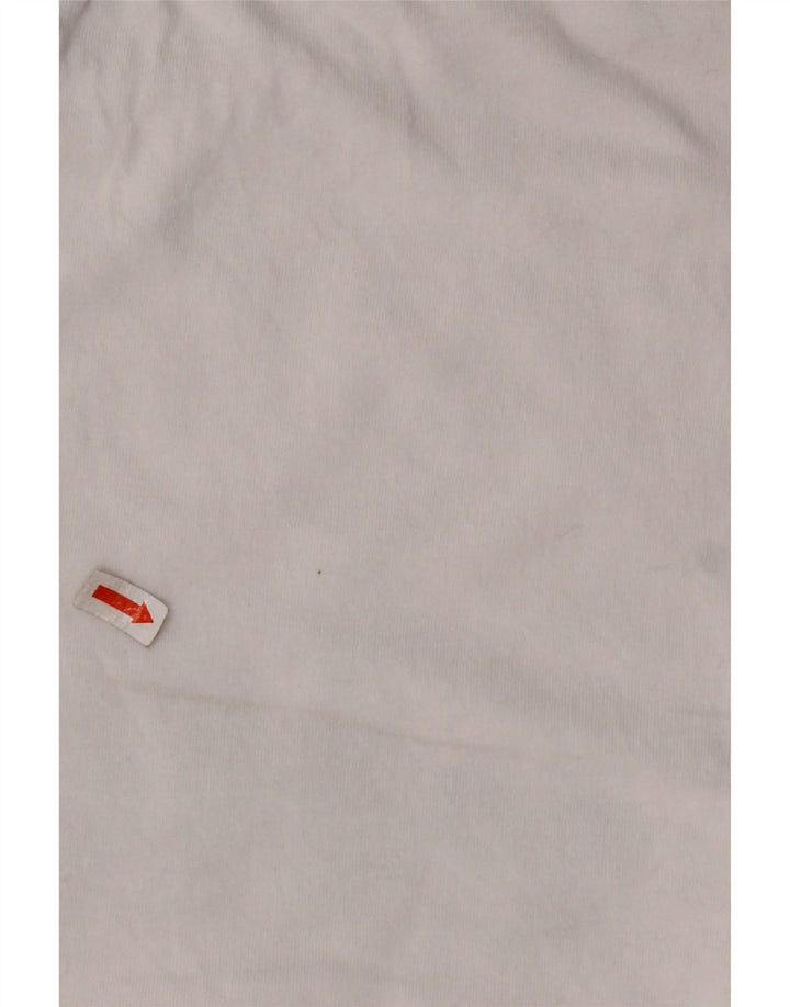 ELLESSE Dame Crop Grafisk T-Shirt Top UK 10 Small White Bomuld