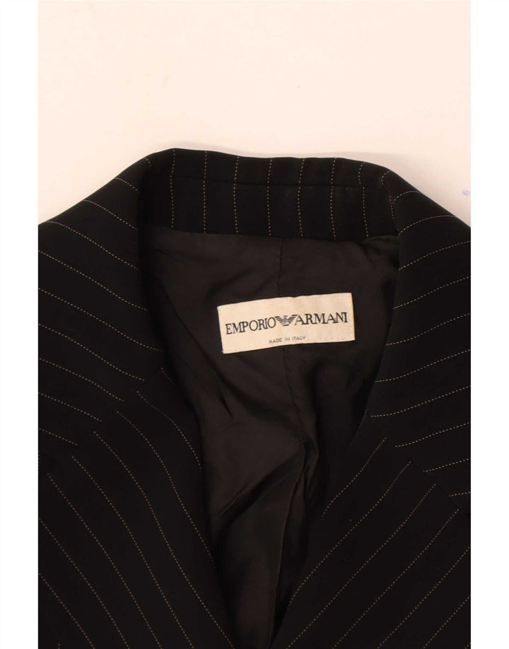 Emporio Armani Dame 1 Knap Blazer Jacket UK 8 Small Black Pinstripe