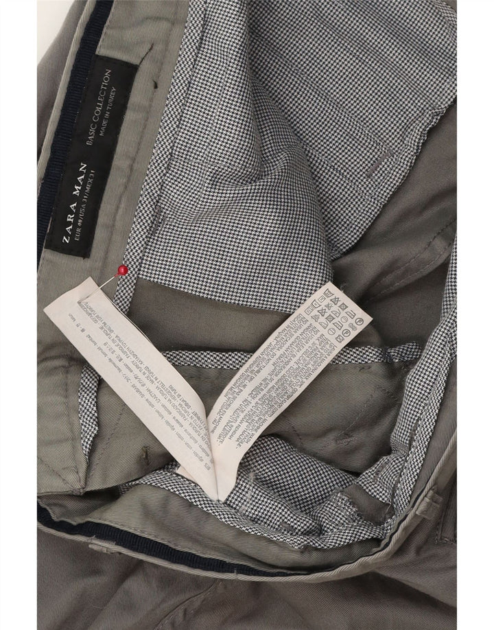 ZARA Herre Slim Chino Bukser EU 40 Medium W31 L30 Grå Bomuld
