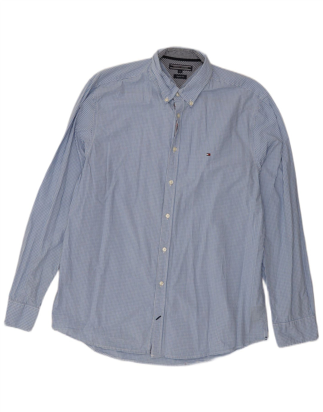 Tommy Hilfiger Herre Regular Fit skjorte XL Blue Gingham Cotton