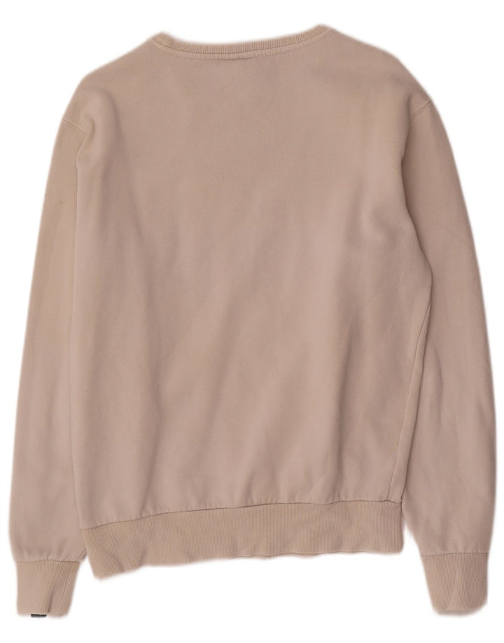 Ellesse Dame Grafisk Sweatshirt Jumper UK 14 Medium Hvid Bomuld