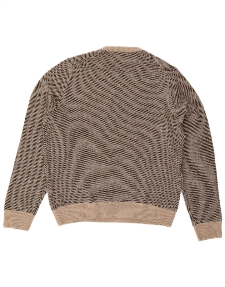 Marks & Spencer Herre sweater med rund hals, stor beige plettet uld