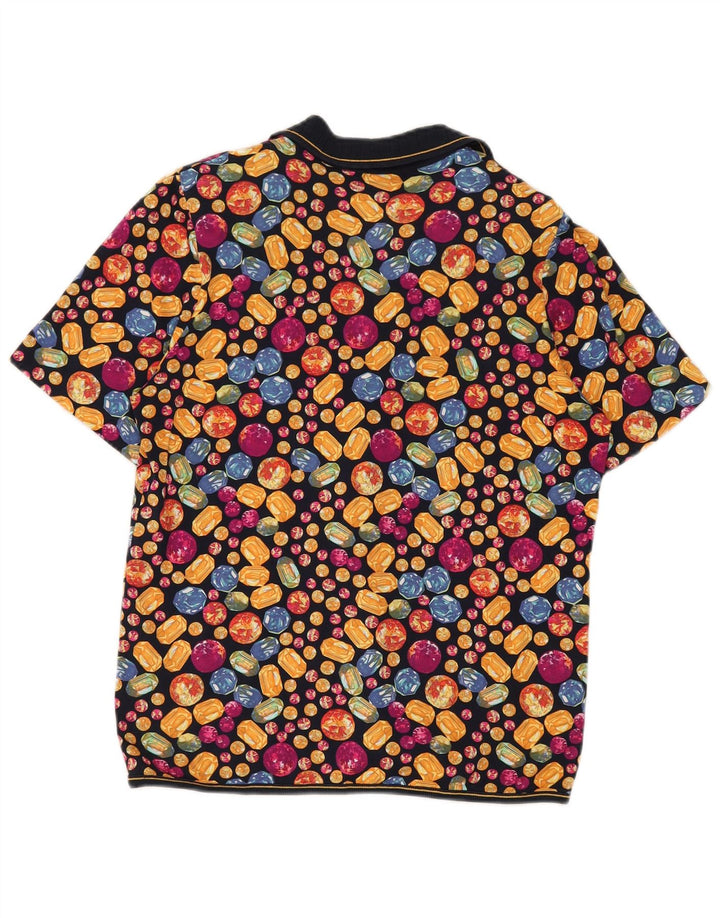 Vintage Dame Kortærmet Skjorte Bluse UK 14 Medium Multicolored Spotted