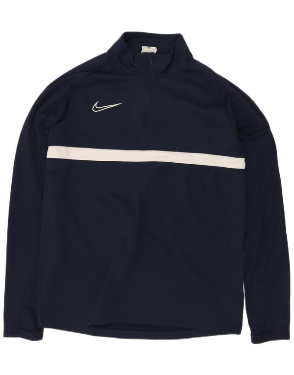 Nike Herre Dri Fit Pullover Træningsdragt Top Medium Navy Blue Colourblock