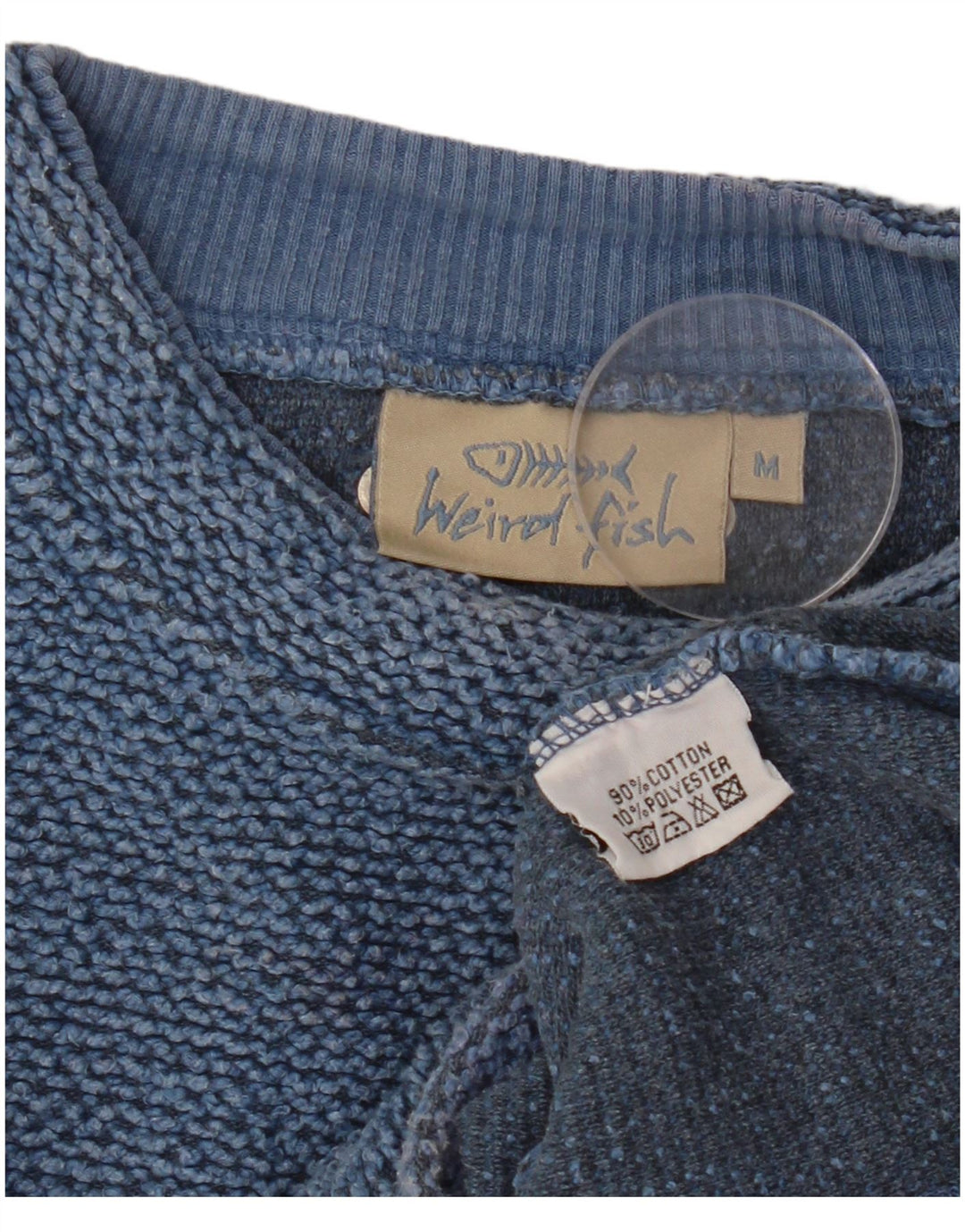 WEIRD FISH Dame Sweatshirt Jumper UK 14 Medium Blue Bomuld