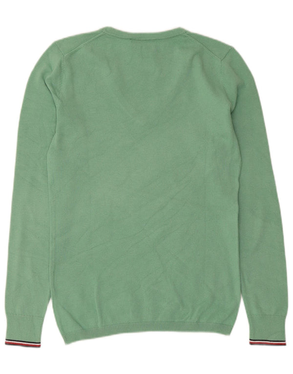 Tommy Hilfiger Dame V-hals sweater UK 6 XS Grøn Bomuld