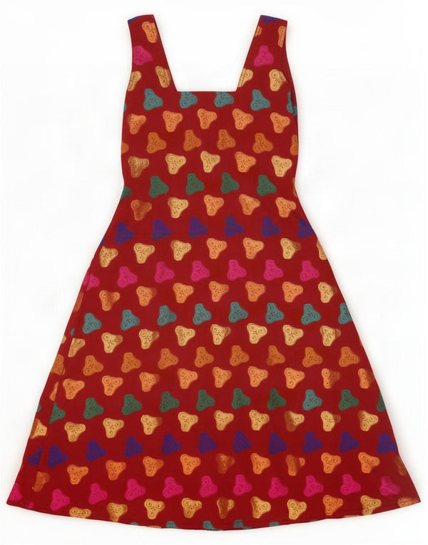Vintage Womens Sleeveless A-Line Dress UK 10 Small Burgundy Floral