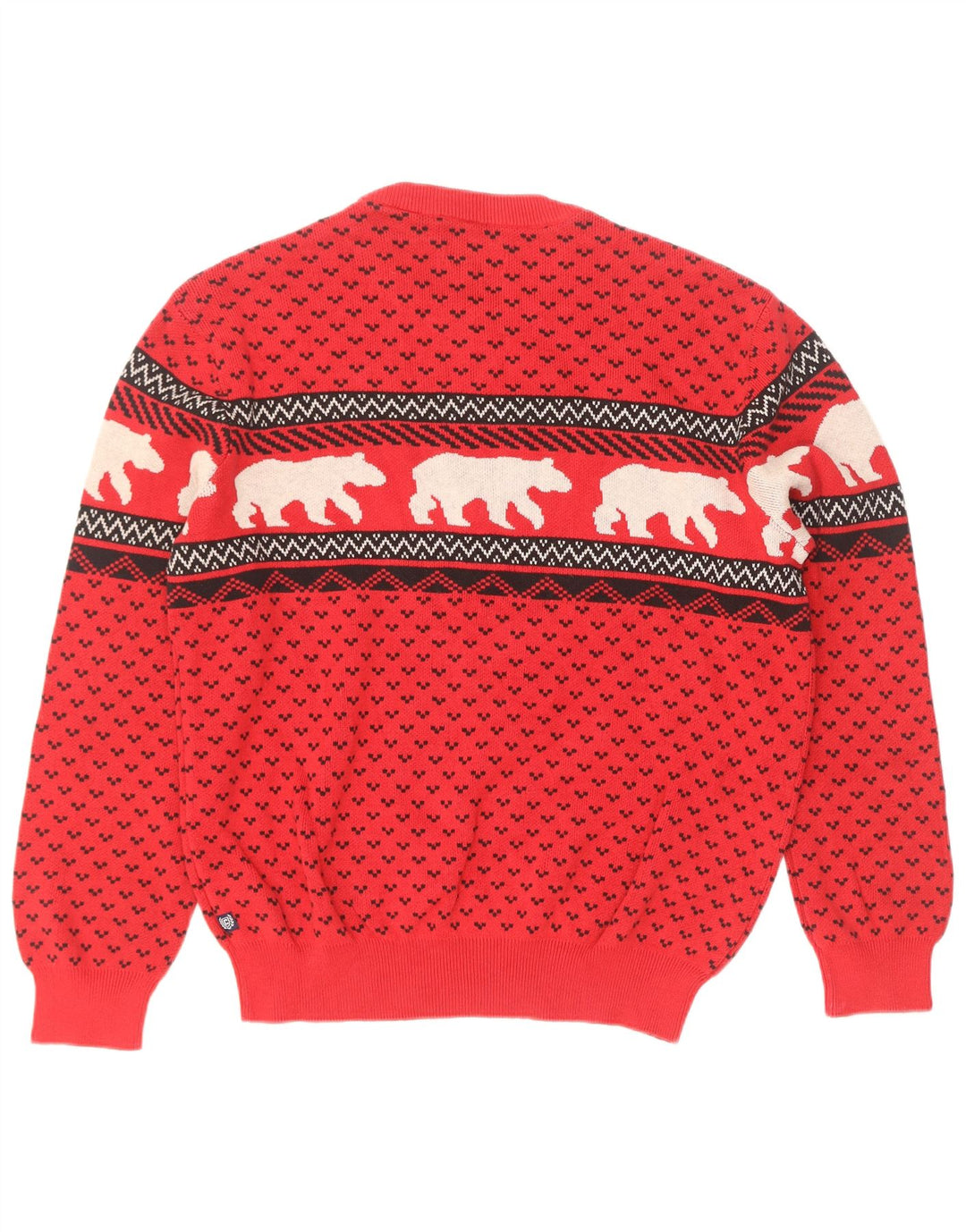 Chaps Herre Crew Neck Jumper Sweater Medium Red Fair Isle