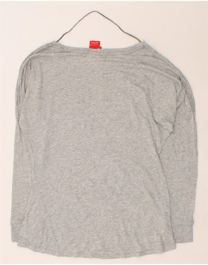 NIKE Womens Graphic Top Long Sleeve UK 10 Small Grey Polyester Vintage Nike and Second-Hand Nike from Messina Hembry 