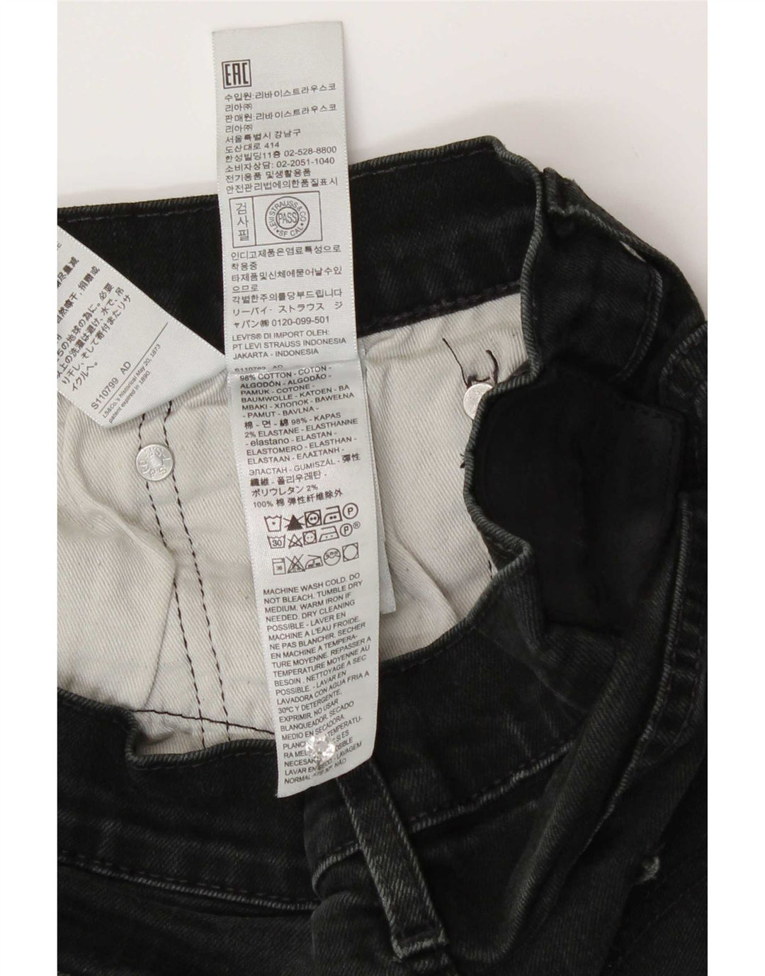 Levi's Straight Jeans til mænd W33 L30 Sort bomuld