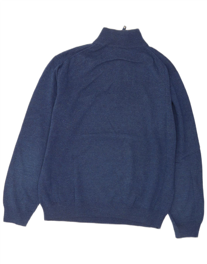Gant Herre Zip Neck Jumper Sweater XL Navy Blue Lammeuld
