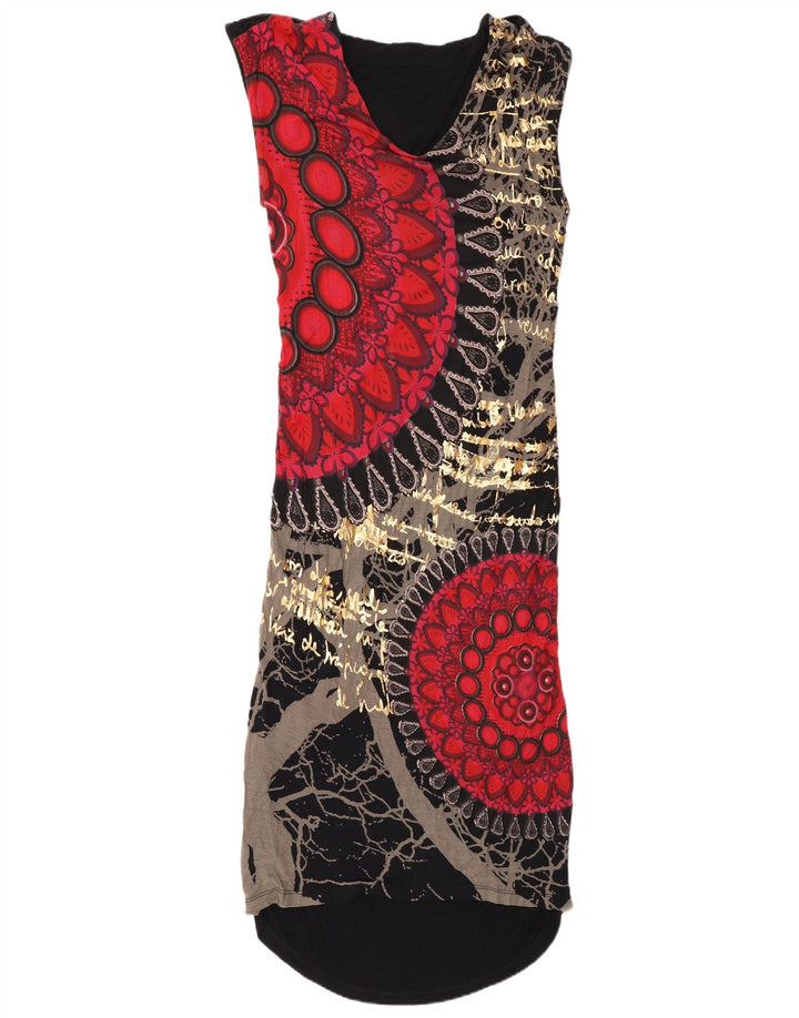 Designer kvinders abstrakt mønster Maxi Dress UK 14 Large Multicolor